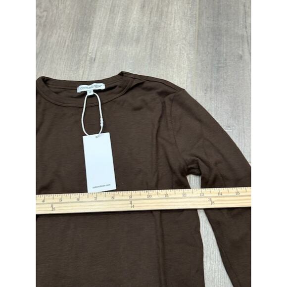 NWT Cotton Citizen Womens Verona Ribbed Crop Top Long Sleeve Knit Brown Size M - Picture 6 of 8